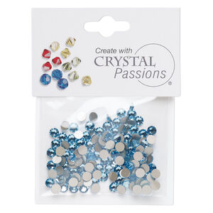 Flat back 1pkg144 aquamarine, Crystal Passions&reg; rhinestone 3.80-4.00mm round SS16