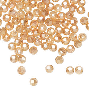 Bead 144pk translucent crystal golden shadow, Celestial Crystal&reg; 4mm round