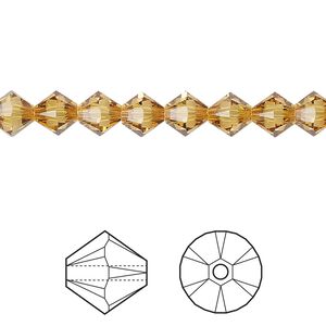 Bead 24pk golden topaz, Crystal Passions&reg; 6mm bicone 5328