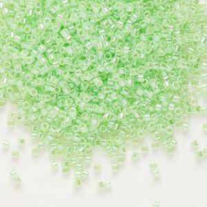 Seed bead, Delica&reg;, glass, pkg/50g, #11 round, opaque inside dyed color luster mint green (DB-0237).