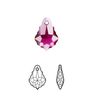 Drop 2pk ruby, Crystal Passions&reg; 16x11mm pendant baroque 6090