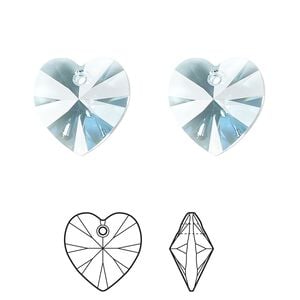 Drop 24pk aquamarine, Crystal Passions&reg; 14mm pendant heart 6228