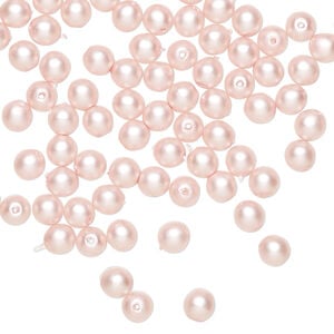 Bead 1pkg100, Czech pearl-coated glass druk, opaque matte light pink, 4mm round.