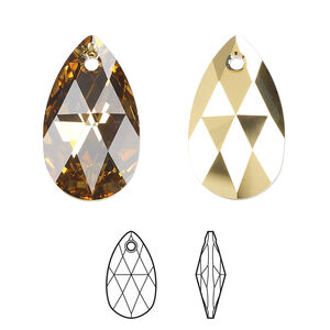 Drop 1pkg96 crystal aurum, Swarovski&reg;, 22mm pendant faceted pear 6106