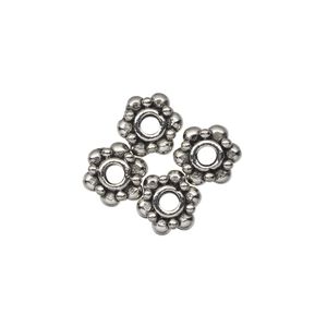 Bead 1pkg4 pewter, 8x4.5mm beaded rondelle, antiqued