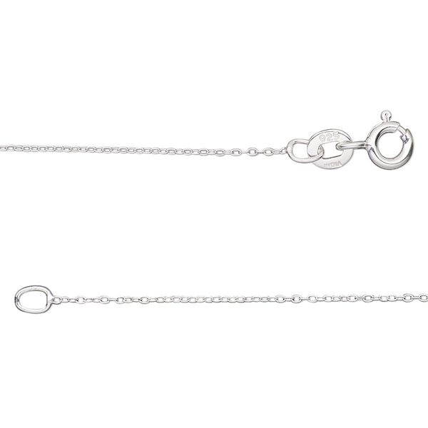 Chain 1pkg1 sterling silver cable, 0.8mm oval / springring clasp, Gossamer&trade; 18 inch image number 0