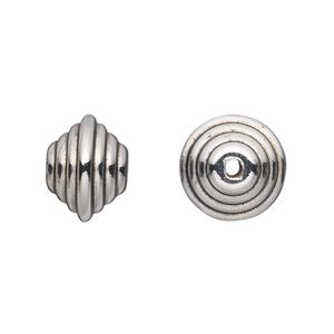 Bead, antiqued silver-finished copper-coated plastic, 14x11mm saucer. Sold per 50-gram pkg, approximately 45 beads.
