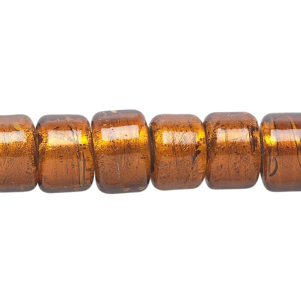 Bead, lampworked glass, semitransparent brown with fine silver foil, 12x8mm crow. Sold per 15-1/2" to 16" strand. image number 0