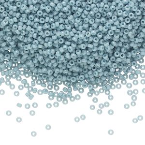 Seed bead, Miyuki, glass, pkg/250g, #15 rocaille, Duracoat&reg; opaque outside dyed moody blue, (RR-4479).
