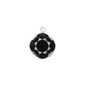 Drop 1pk jet rhodium plate, Crystal Passions&reg; 13mm diamond 18704