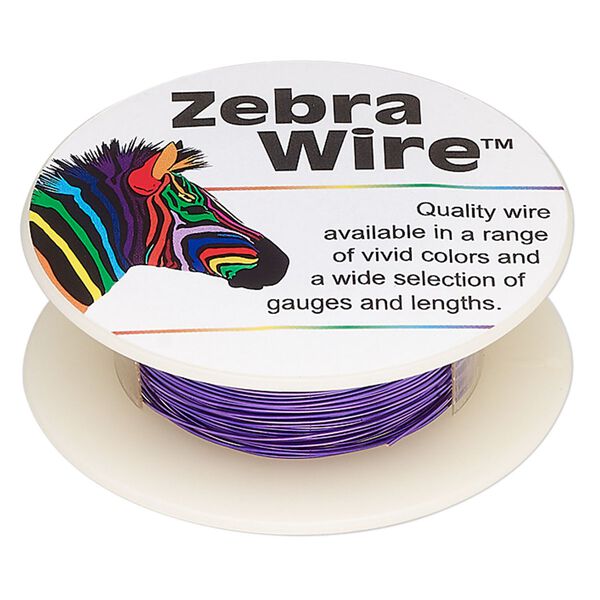 Wire, Zebra Wire&trade;, color-coated copper, violet, 26 gauge. Sold per 30-yard spool. image number 0