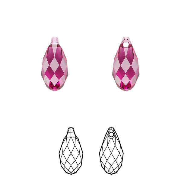 Briolette 144pk fuchsia, Swarovski&reg; 13x6.5mm pendant drop 6010 image number 0