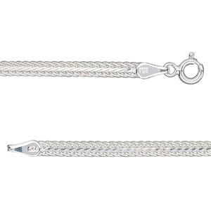 Chain 1pkg1 sterling silver foxtail, 3mm hammered / mixed clasp, 24 inch