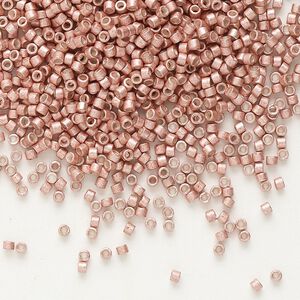 Seed bead, Delica&reg; 1pkg7.5g glass, #11 round, opaque semi-matte galvanized pink blush / outside dyed (DB-1156)