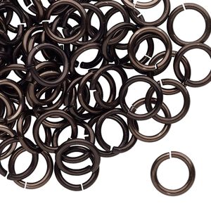 Jump ring 1pkg100 aluminum, 10mm round, 15 gauge / 7.2mm inside diameter / brown