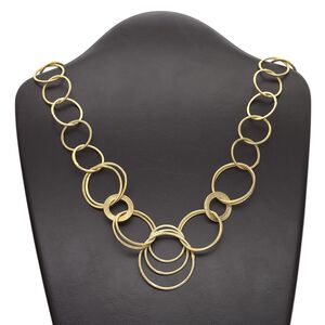 Chain 1pkg1 link, 24mm round / 33mm double round / 41mm triple round / hook clasp, gold-finished / brushed copper 36 inch