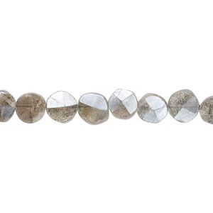 Labradorite 1pkg1, luster hand-cut faceted flat round bead 8 inch 6-8mm