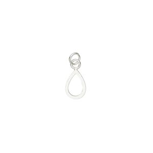 Drop, sterling silver, 7x5mm open teardrop with 3mm closed jump ring. Sold individually.