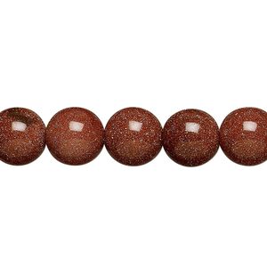 Bead, brown goldstone (glass) (man-made), 10mm round. Sold per 15-1/2" to 16" strand.