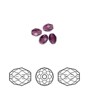 Bead 4pk amethyst, Crystal Passions&reg; 5x4mm olive briolette 5044