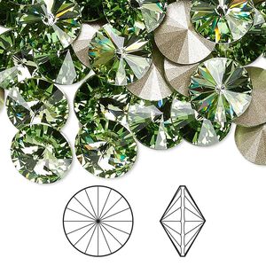 Chaton 48pk peridot foil back, Crystal Passions&reg; 10.54-10.91mm rivoli SS47 1122