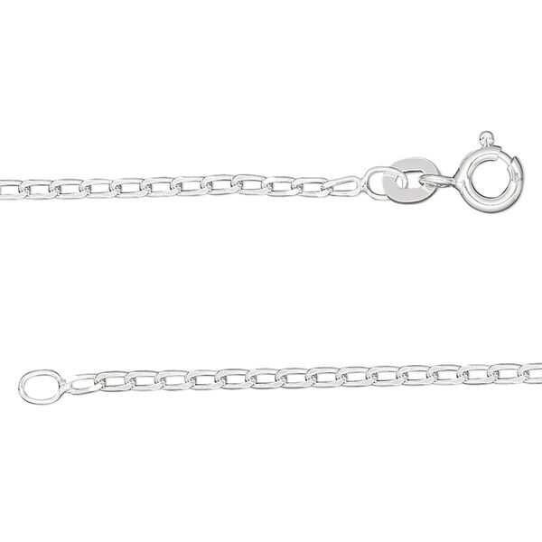Chain 1pkg1 sterling silver curb, 1.7mm long / mixed clasp, Gossamer&trade; 18 inch image number 0