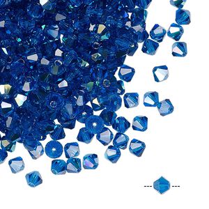 Bead 144pk Capri blue AB, Preciosa Czech crystal 4mm bicone