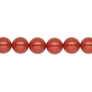 Pearl 50pk dark coral pearl, Crystal Passions&reg; 8mm round 5810