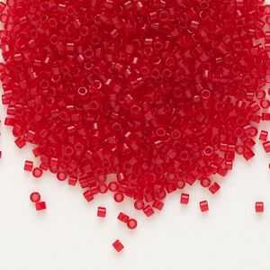 Seed bead, Delica&reg; 1pkg250g glass, #11 round, translucent matte red red / outside dyed (DB-0774)