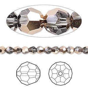 Bead 720pk crystal rose gold 18Kt gold plate, Swarovski&reg; 4mm round 5000