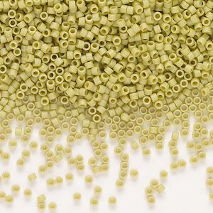 Seed bead, Delica&reg;, glass, pkg/7.5g, #11 round, opaque matte glazed spring green (DB-2290).