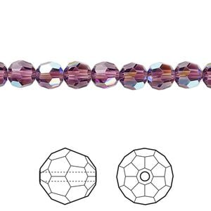 Bead 12pk amethyst shimmer, Crystal Passions&reg; 6mm round 5000