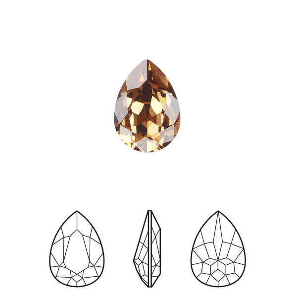 Fancy stone 1pkg144 light smoked topaz foil back, Swarovski&reg; ReCreated&trade;, 14x10mm pear 4320 image number 0