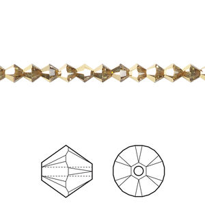 Bead 1pkg48 crystal aurum, Crystal Passions&reg; 4mm bicone 5328