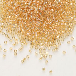 Seed bead, Delica&reg;, glass, pkg/50g, #11 round, translucent luster light topaz (DB-0099).