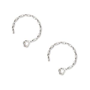 Ear wire French hook 1pkg2 sterling silver-filled, 14mm twisted / open loop, 16 gauge 1 pair
