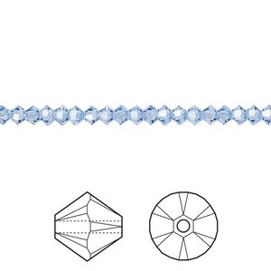 Bead 48pk light sapphire, Crystal Passions&reg; 3mm bicone 5328