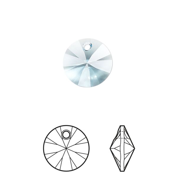 Drop 12pk aquamarine, Crystal Passions&reg; 12mm pendant mini disk 6428 image number 0