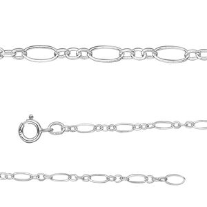 Chain 1pkg1 sterling silver figaro, 2.5mm fine / springring clasp, 18 inch