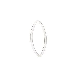 Drop, sterling silver, 20x10mm flat oval with no loops. Sold per pkg 10.