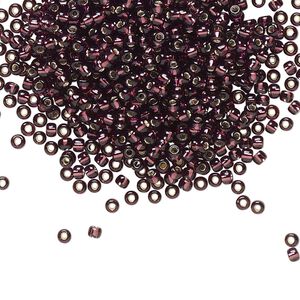 Seed bead, TOHO BEADS&reg;, glass, pkg/7.5g, #11 round, transparent silver-lined amethyst (TR-11-26C).
