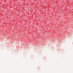 Seed bead, Dyna-Mites&trade;, glass 1pkg40g, #11 round, translucent inside dyed color pink (210 11/0 RR)
