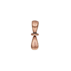 Bail, JBB Findings, ice-pick, antique copper-plated pewter (tin-based alloy), 18x5mm double-sided teardrop with swivel, 5mm grip length. Sold individually.