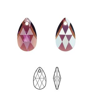 Drop 144pk amethyst shimmer, Swarovski&reg; 16x9mm pendant pear 6106