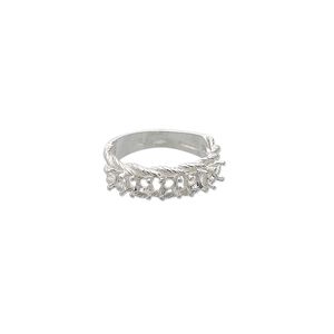 Ring, Sure-Set&trade;, sterling silver, braided band with (5) 3.5mm 4-prong round settings, size 8. Sold individually.