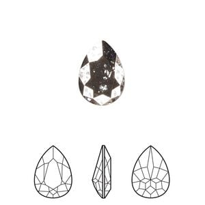 Fancy stone 1pk crystal rose patina foil back, Crystal Passions&reg; 14x10mm pear 4320
