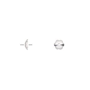 Bead cap, silver-plated steel, 5x1.5mm flower, fits 6-8mm bead. Sold per 6-1/2 inch strand, approximately 300 bead caps.