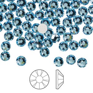 Flat back 144pk aquamarine foil back, Preciosa MAXIMA Czech crystal hotfix rhinestone 4.6-4.8mm chaton rose round SS20
