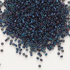 Seed bead, Delica&reg;, glass, pkg/250g, #11 round, opaque metallic iris purple (DB-0025).