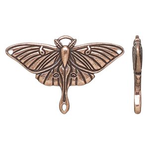 Focal, TierraCast&reg;, antique copper-plated pewter (tin-based alloy), 38.5x24.5mm double-sided luna moth. Sold individually.